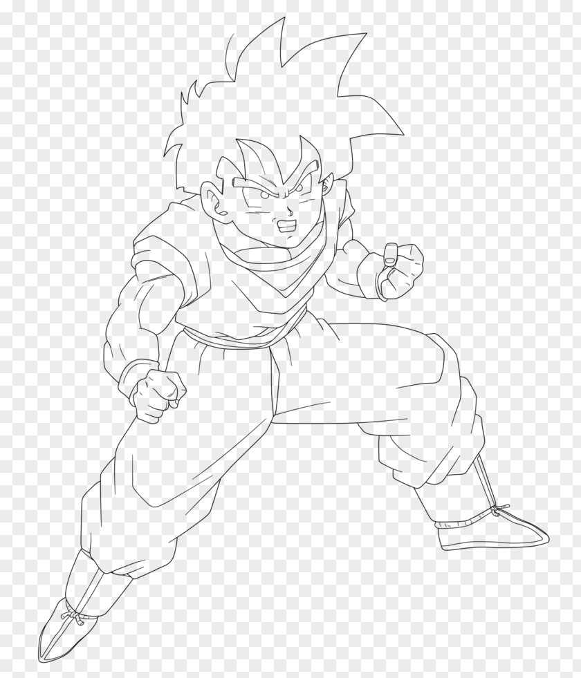 Gohan Line Art Drawing Sketch PNG