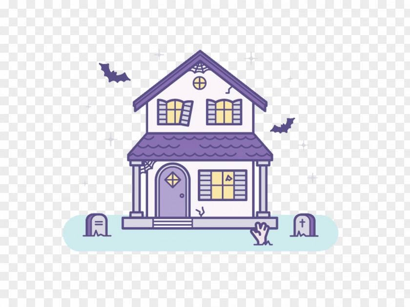 Cute Halloween House Illustration PNG
