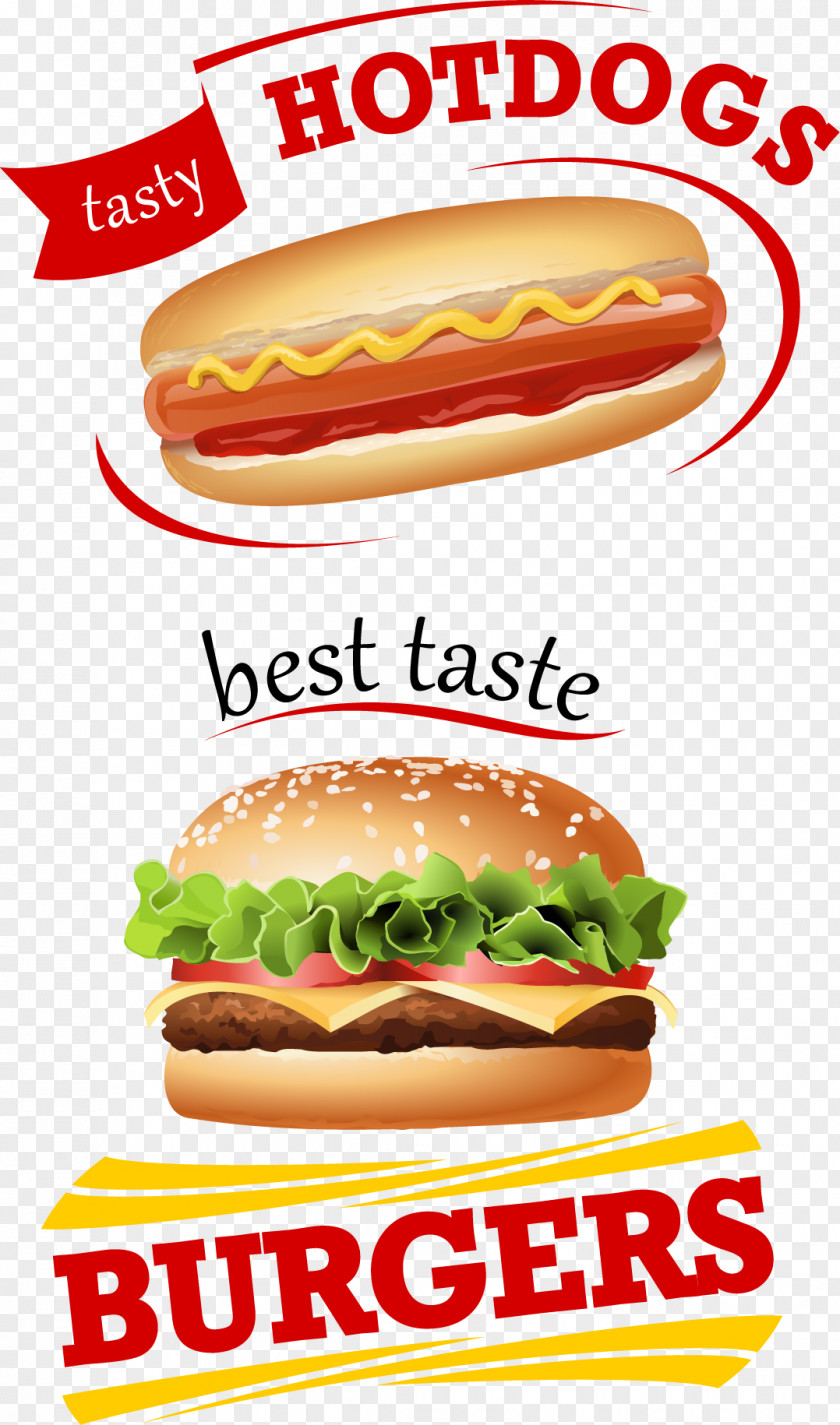 Vector Hand-painted Fast Food Icon Hamburger French Fries Cheeseburger Junk PNG