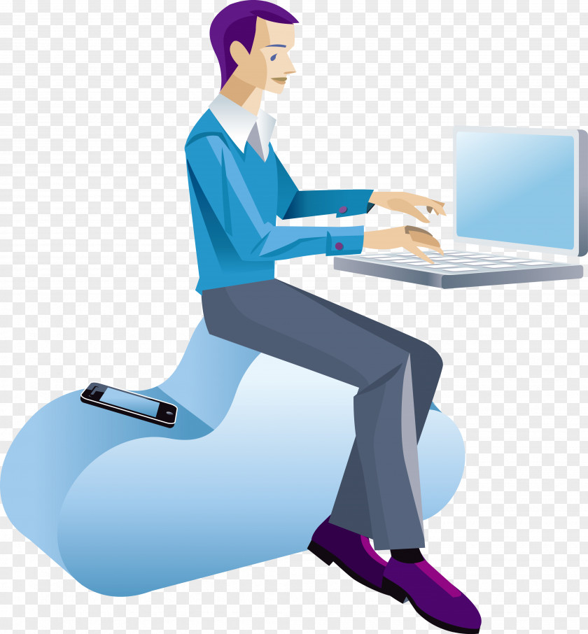 A Vector Man With Computer Hewlett Packard Enterprise Cloud Computing Software Business PNG