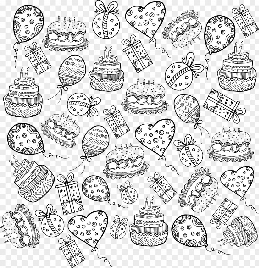 Cute Birthday Party Pattern Cake Cupcake PNG
