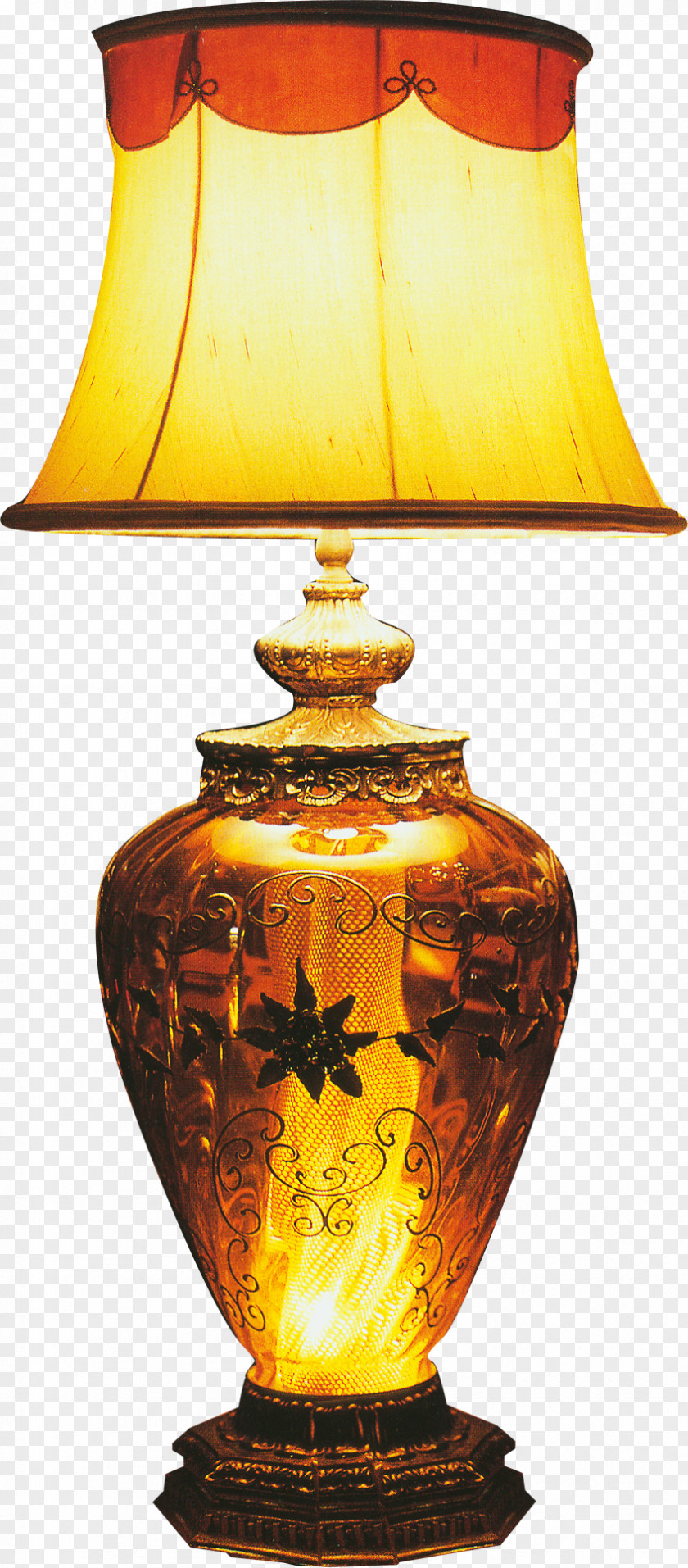 Upscale Golden Lamp Illuminated Vase Furniture Luxury PNG