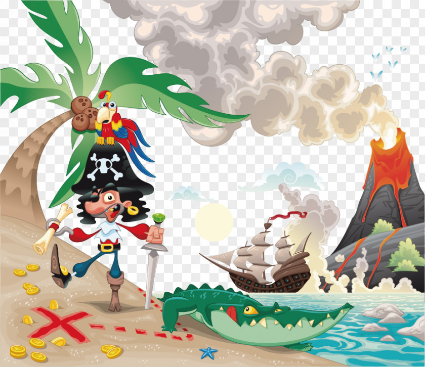 Vector Hand-drawn Cartoon Pirates Piracy Illustration PNG