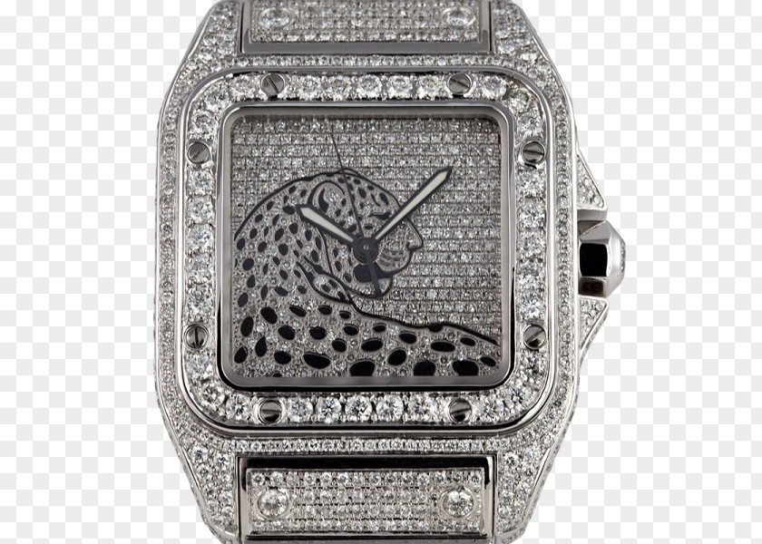 Watch Cartier Santos 100 Leopard Diamond PNG