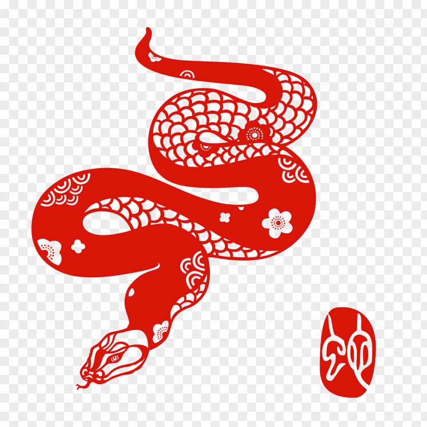 Chinese Zodiac New Year Papercutting Snake PNG