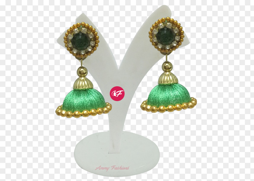 Emerald Earring Silk Yarn Green PNG