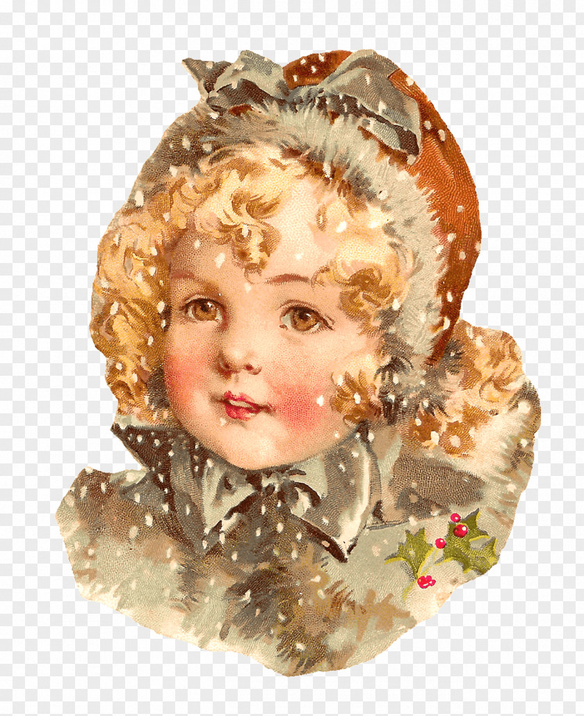 Vintage Christmas Victorian Era Child Clip Art PNG