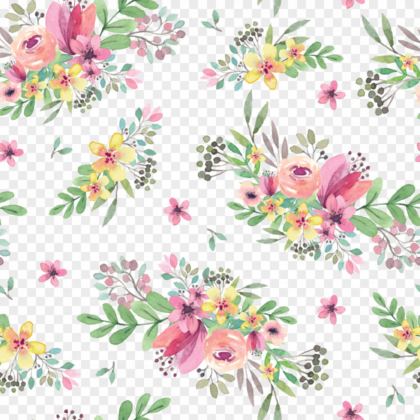 Colorful Hand-painted Flowers Pattern PNG hand-painted flowers pattern clipart PNG