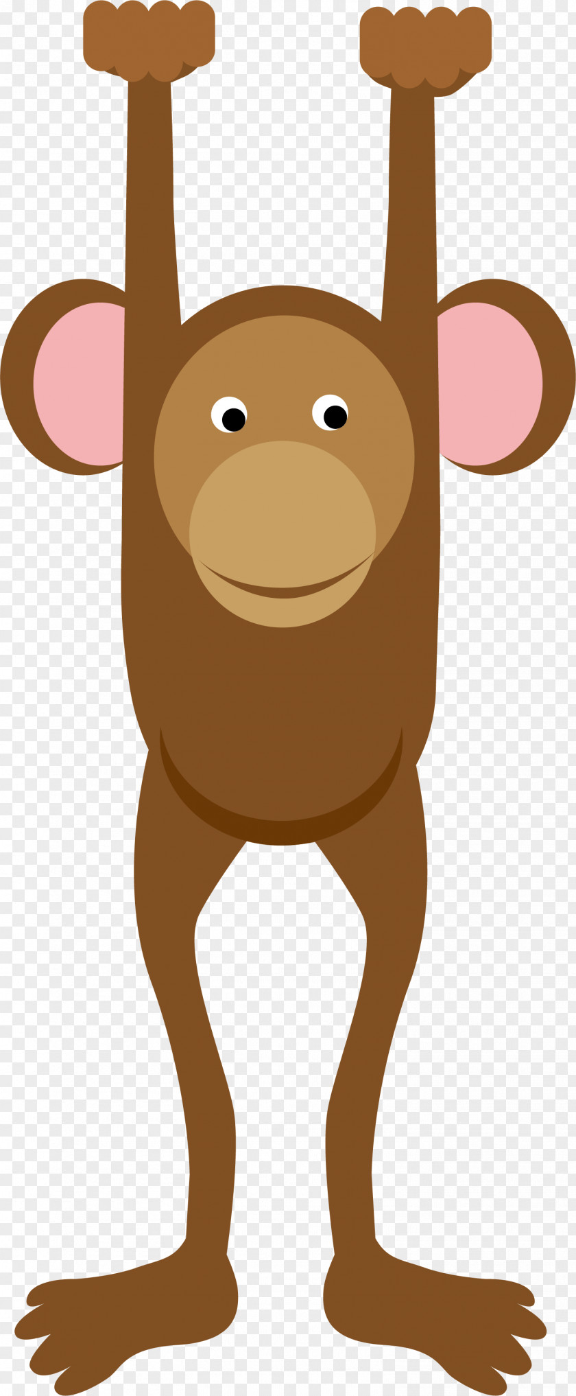 Hand Painted Brown Monkey Cartoon Clip Art PNG