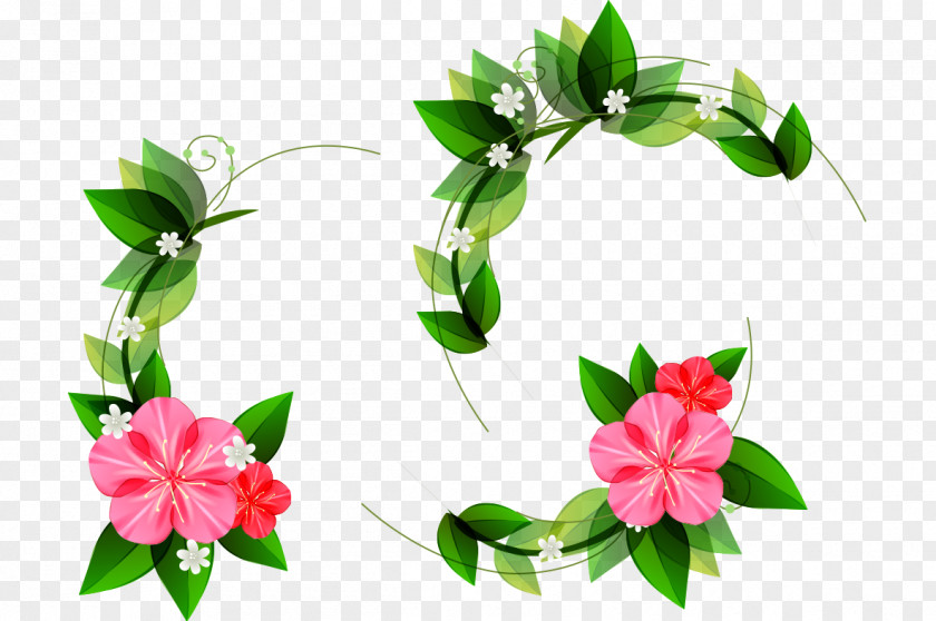 Cartoon Painted Leaf Flower Decoration Floral Design New Year Gift PNG