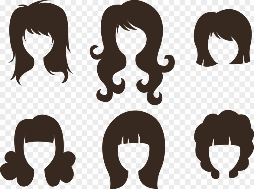 Cute Simple Beauty Hair Cartoon Vector Comb Hairstyle Silhouette PNG