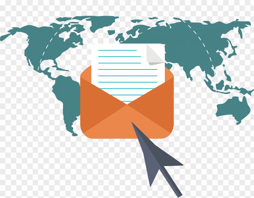 Send Email World Map Globe Projection PNG