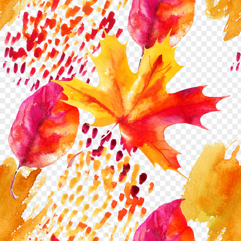 Autumn Leaves Maple Leaf Watercolor Painting PNG