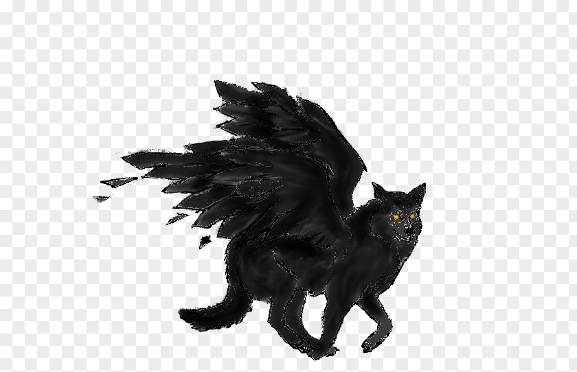 Black Wolf Cat Dog Wing PNG