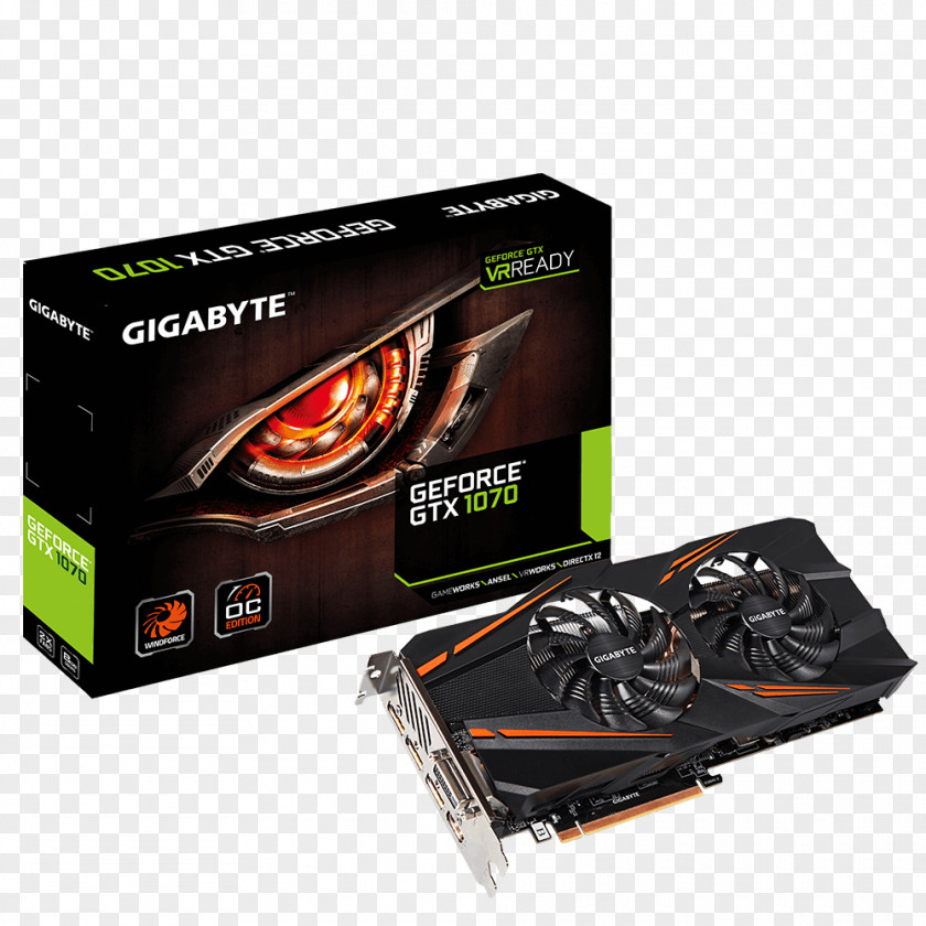 Nvidia Graphics Cards & Video Adapters NVIDIA GeForce GTX 1070 Gigabyte Technology GDDR5 SDRAM PNG