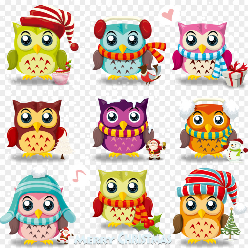 Cartoon Cute Owl Vector Material Free Download Santa Claus Christmas Clip Art PNG
