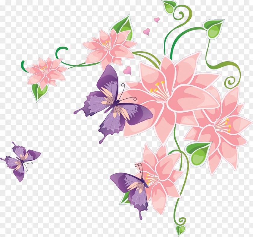 Decorative Elements Butterfly Flower Lilium PNG