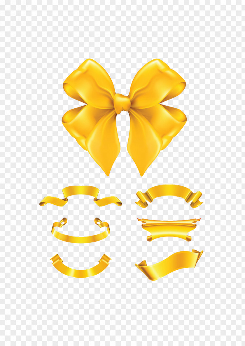 Gold Ribbon Bow PNG