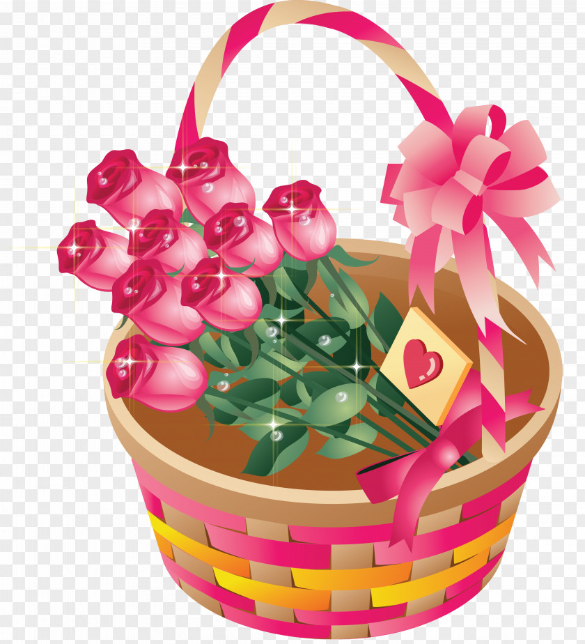 Flower Basket Desktop Wallpaper Garden Roses Bouquet Pink PNG