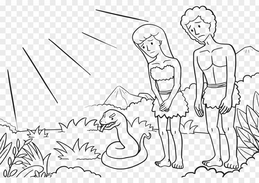 Child Adam And Eve Coloring Book Bible Fall Of Man PNG