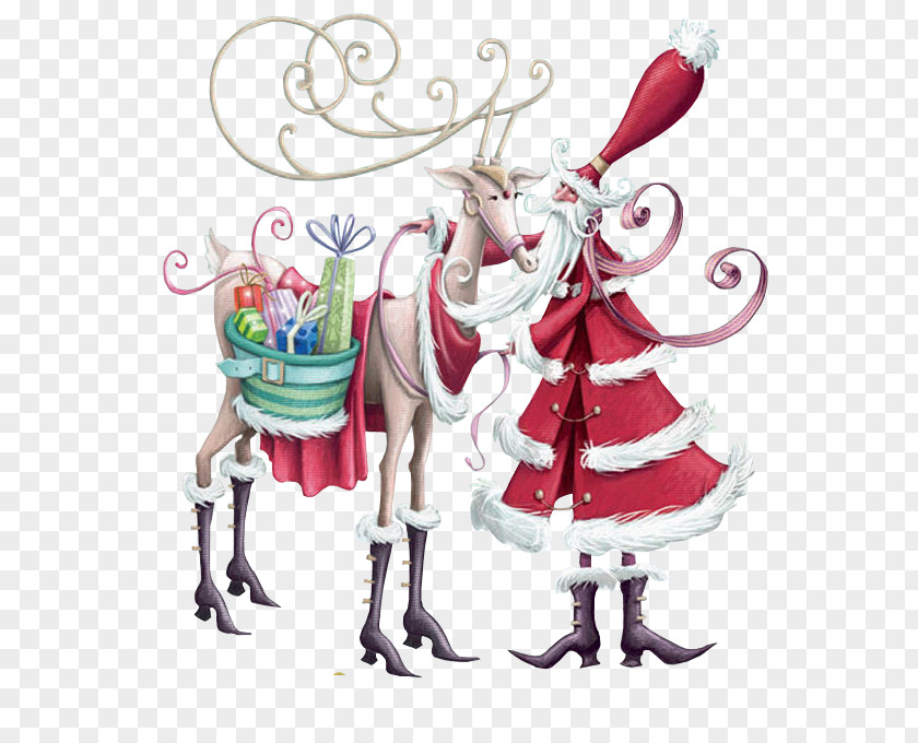 Santa Claus Christmas Ornament Rudolph Card PNG
