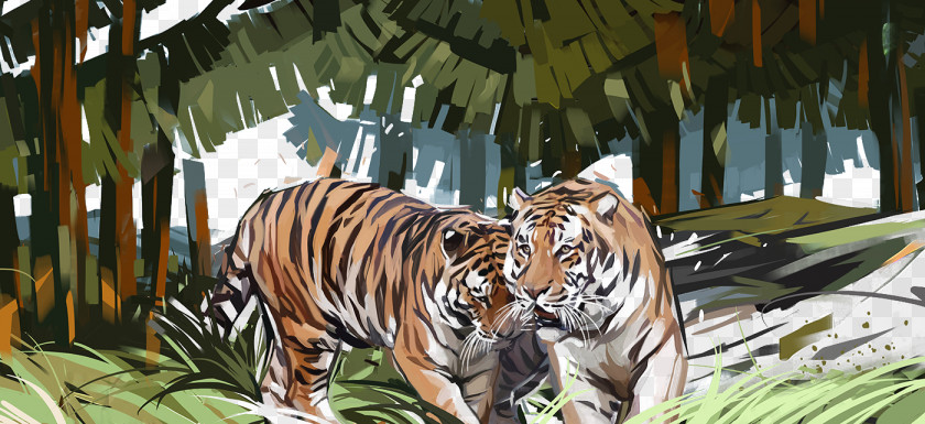 And Consider Two Old Banana Forest Background Train Amur Leopard Siberian Tiger Illustration PNG
