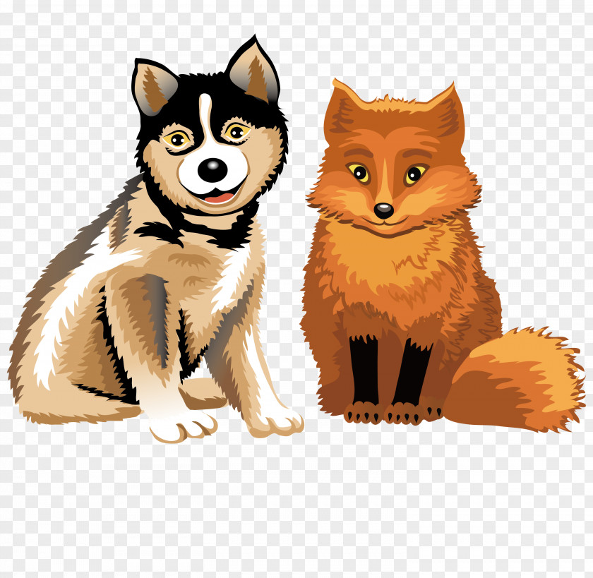 Vector Cunning Wolf And Fox Siberian Husky Children Love Animals: Carnivores, Herbivores, Omnivores Animals Coloring Book: For Kids Ages 4 To 9 Years Old Letter Alphabet PNG