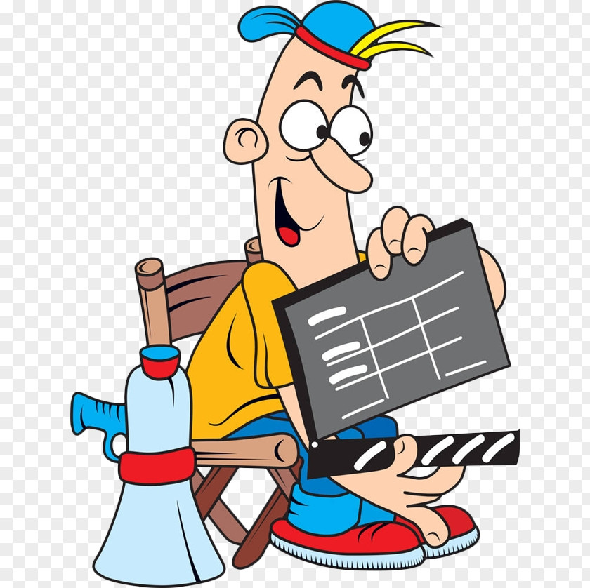 Cartoon Man Holding Log Card Film Director Royalty-free Clip Art PNG