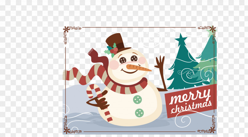 Vector Snowman Santa Claus Christmas Illustration PNG