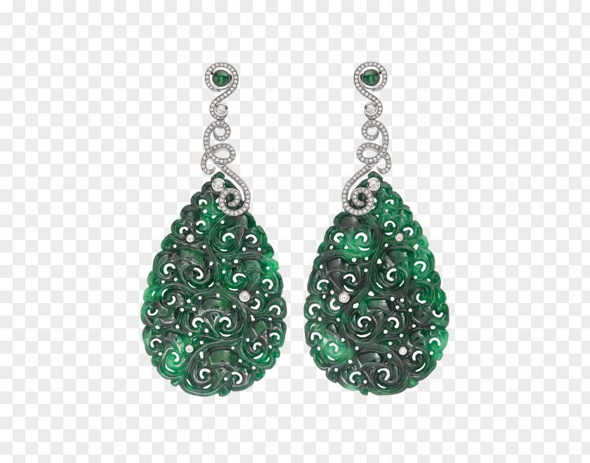 Jade Carving Earring Emerald Silver Jewellery Gold PNG