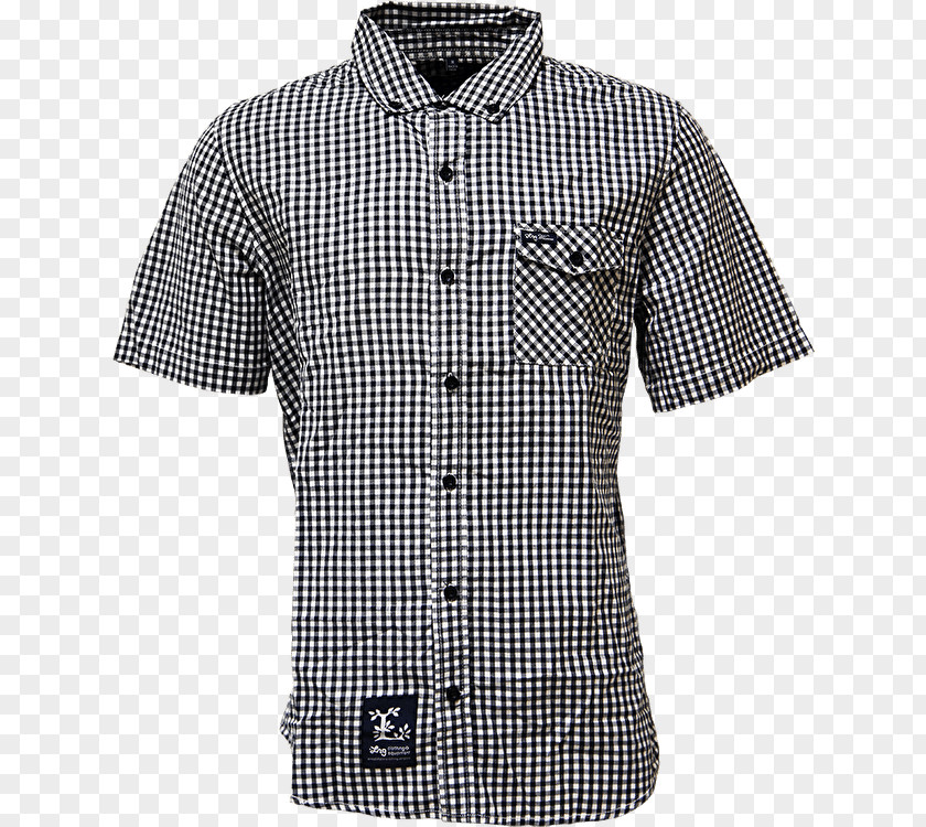 Dress Shirt Plaid Collar Button Sleeve PNG