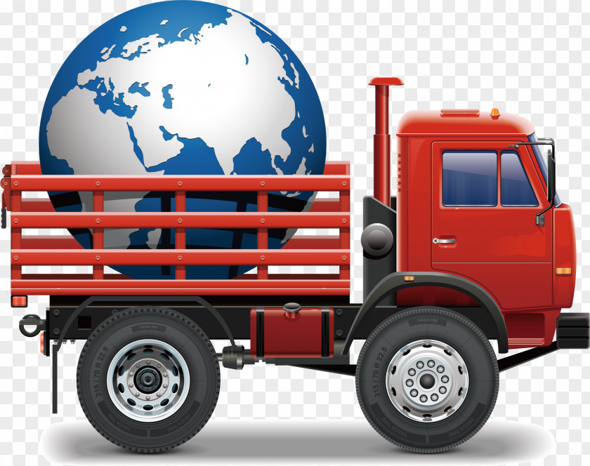 Red Truck Cargo Semi-trailer PNG