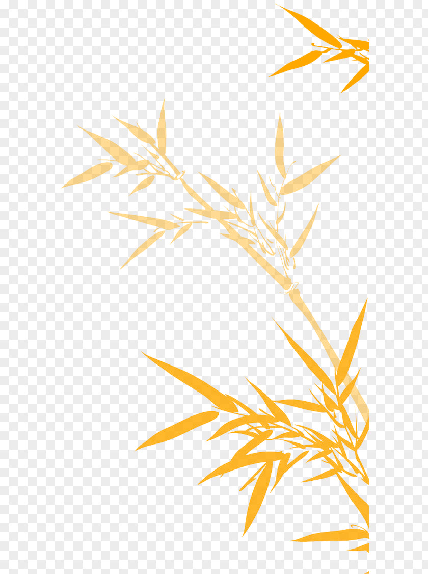 Yellow Simple Bamboo Leaves Decorative Patterns Painting Drawing PNG