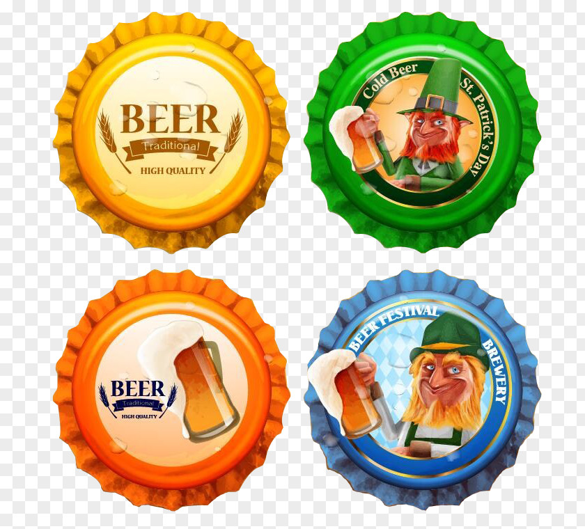 Imported Beer Ad Bottle Cap Advertising Illustration PNG