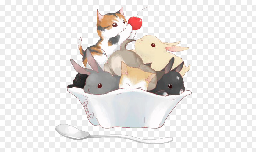 Cats And Rabbits Cat Kitten Rabbit Whiskers Illustration PNG