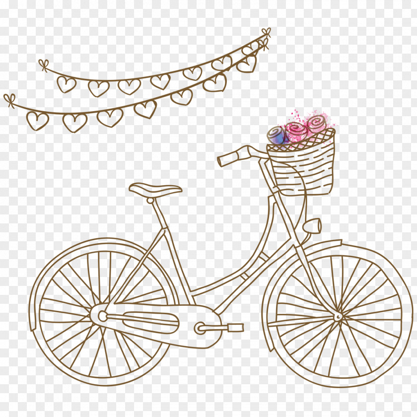 Linear Drawing Bicycle Painting Vector Graphics Illustration PNG