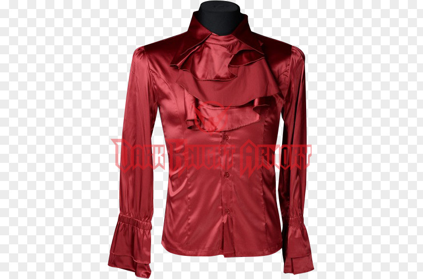 Red Silk Chemise T-shirt Blouse Satin Ruffle PNG