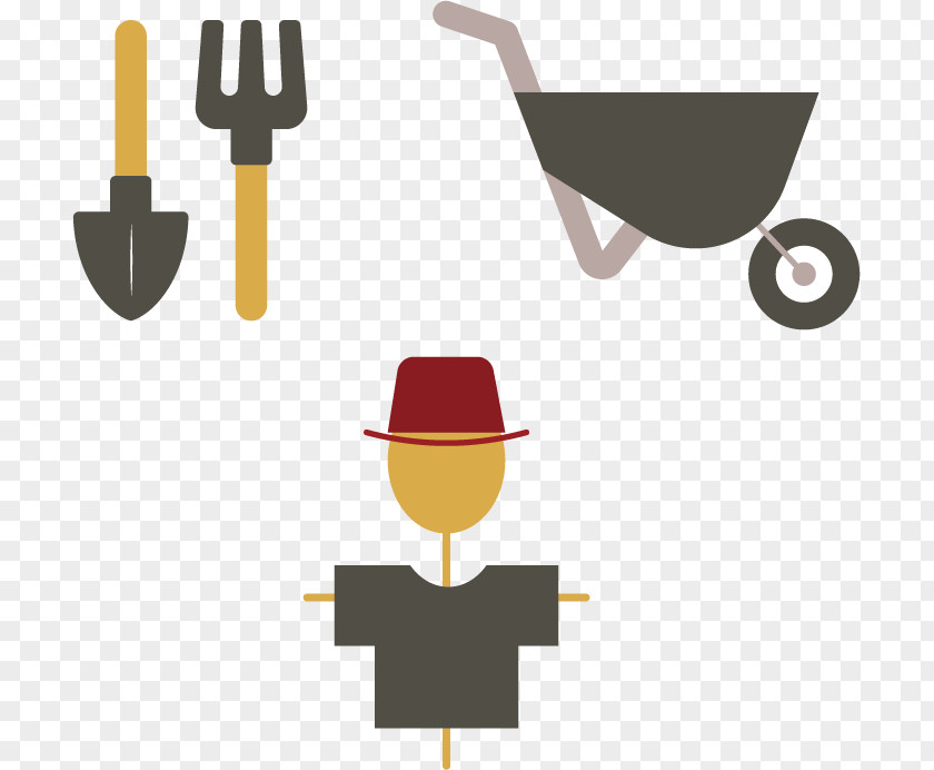 Vector Flat Agricultural Tools Drawing Illustration PNG