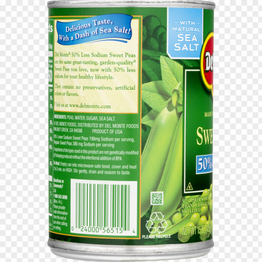 Pea Tin Can Fresh Del Monte Produce Foods Canning PNG