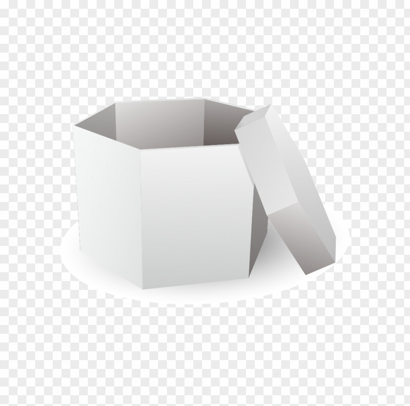 Realistic Three-dimensional Vector White Hexagon Box Paper PNG