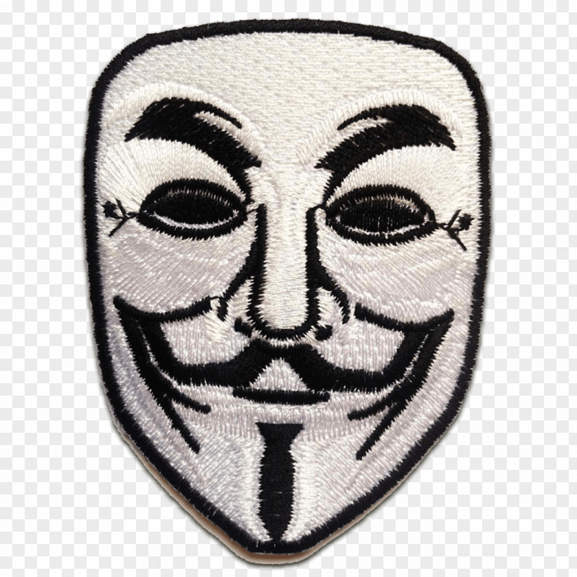 V For Vendetta Embroidered Patch Guy Fawkes Mask Iron-on Anonymous Amazon.com PNG