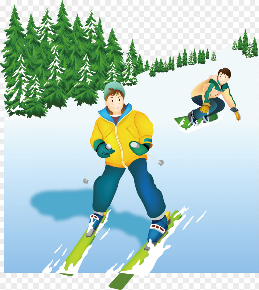 Snow Ski Vector Winter Tourism Adobe Illustrator Skiing PNG