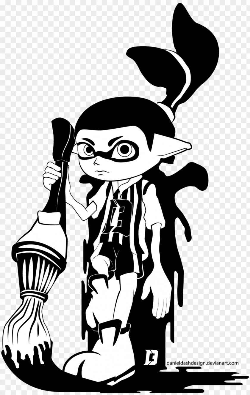 Splatoon Black And White Drawing Art PNG