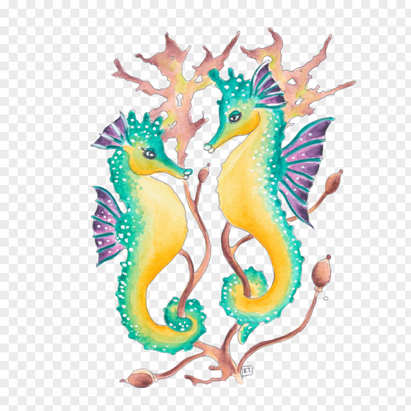 Seahorse Ceramic Siren Studios Tile Azulejo PNG