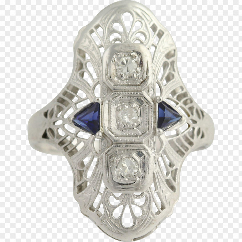 Silver Body Jewellery Sapphire Diamond PNG