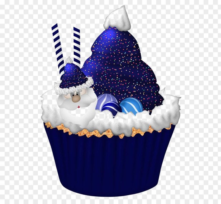 Blue Santa Claus Cake Cupcake Christmas Birthday Clip Art PNG