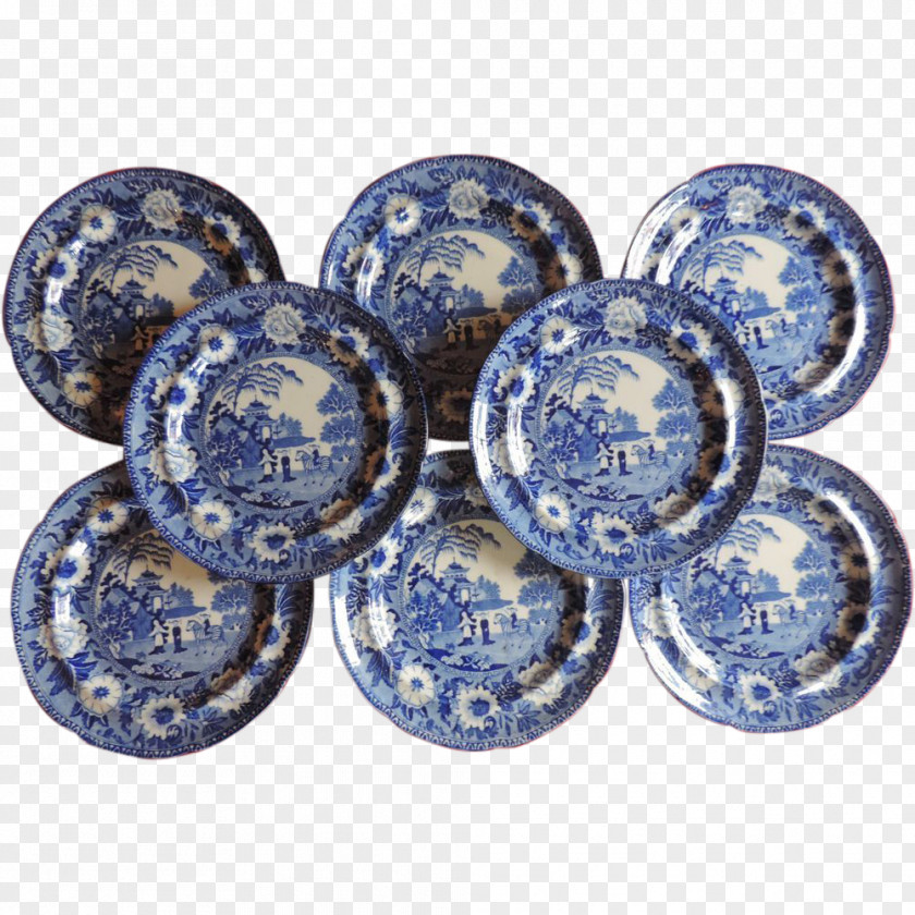 Chinese Pattern Blue Onion And White Pottery Plate Tableware Willow PNG