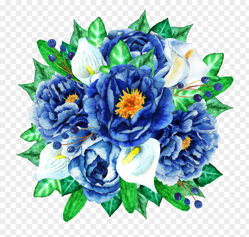 Flower Blue Floral Design Bouquet Cut Flowers PNG