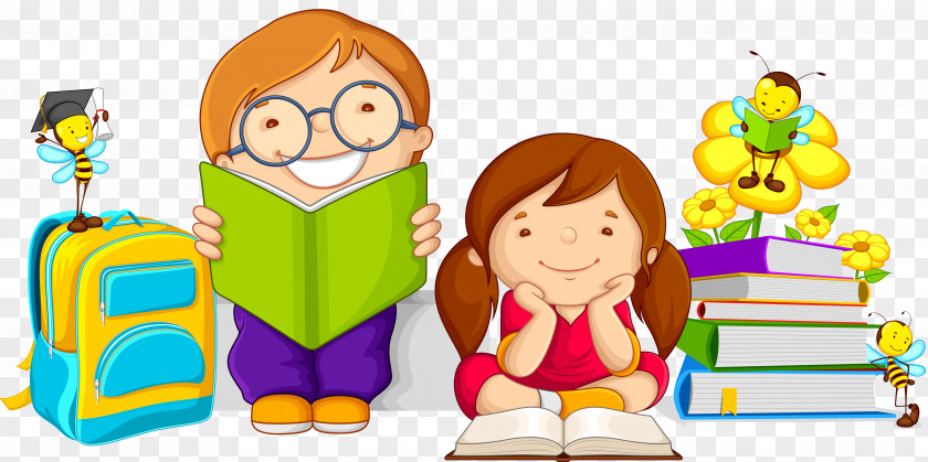 Reading Cartoon Child Study Skills PNG