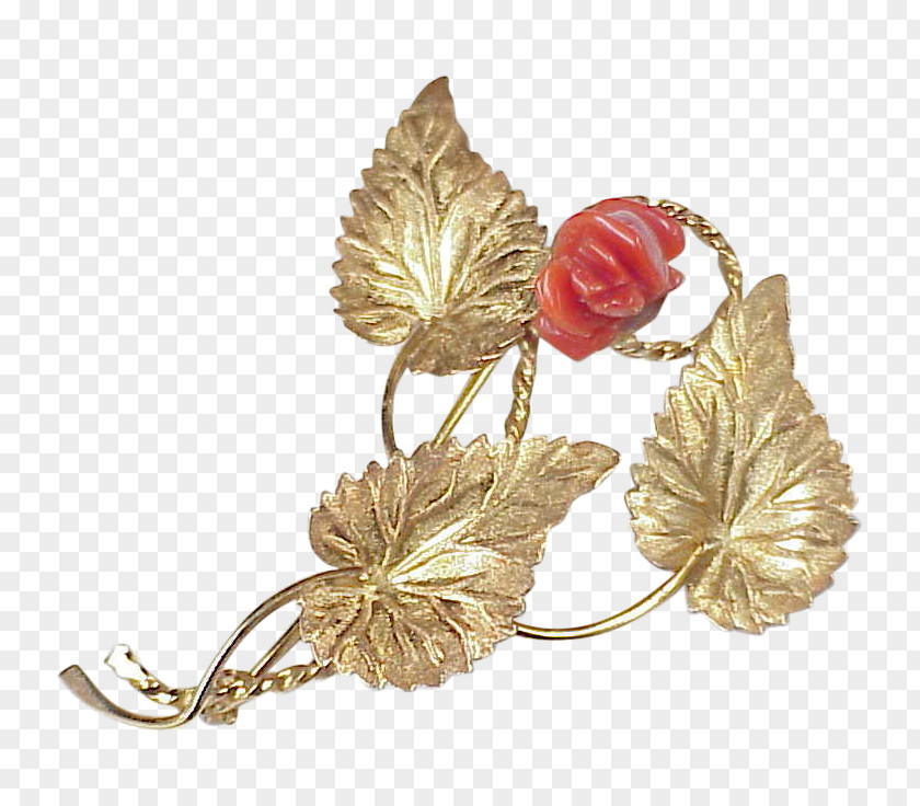 Vintage Gold Body Jewellery Brooch Brass Leaf PNG